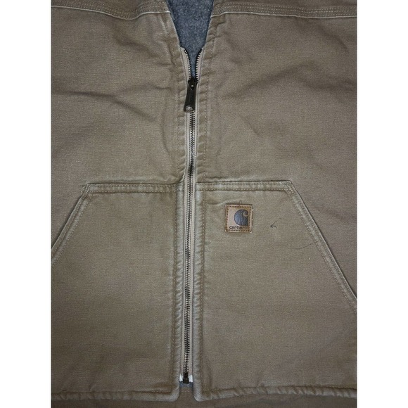 Carhartt V26 CML Tan Brown Khaki Duck Canvas Sherpa Lined Vest Men's Size 2XL - Picture 2 of 5